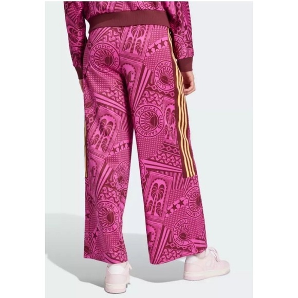 NWT Adidas x Farm Rio Flared Wide Leg Track Pants Lucid Fuchsia  Womens Size XL - Picture 2 of 6